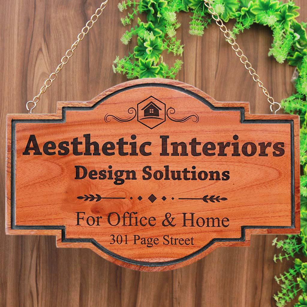 CUSTOM NAME PLATES FOR INTERIOR DESIGNERS – HANGING WOODEN SIGN