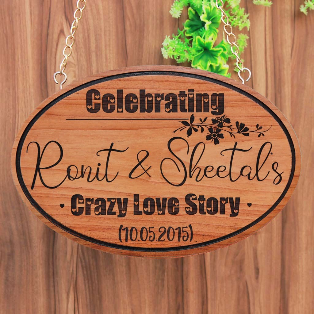 CRAZY LOVE STORY – ANNIVERSARY HANGING WOODEN SIGN