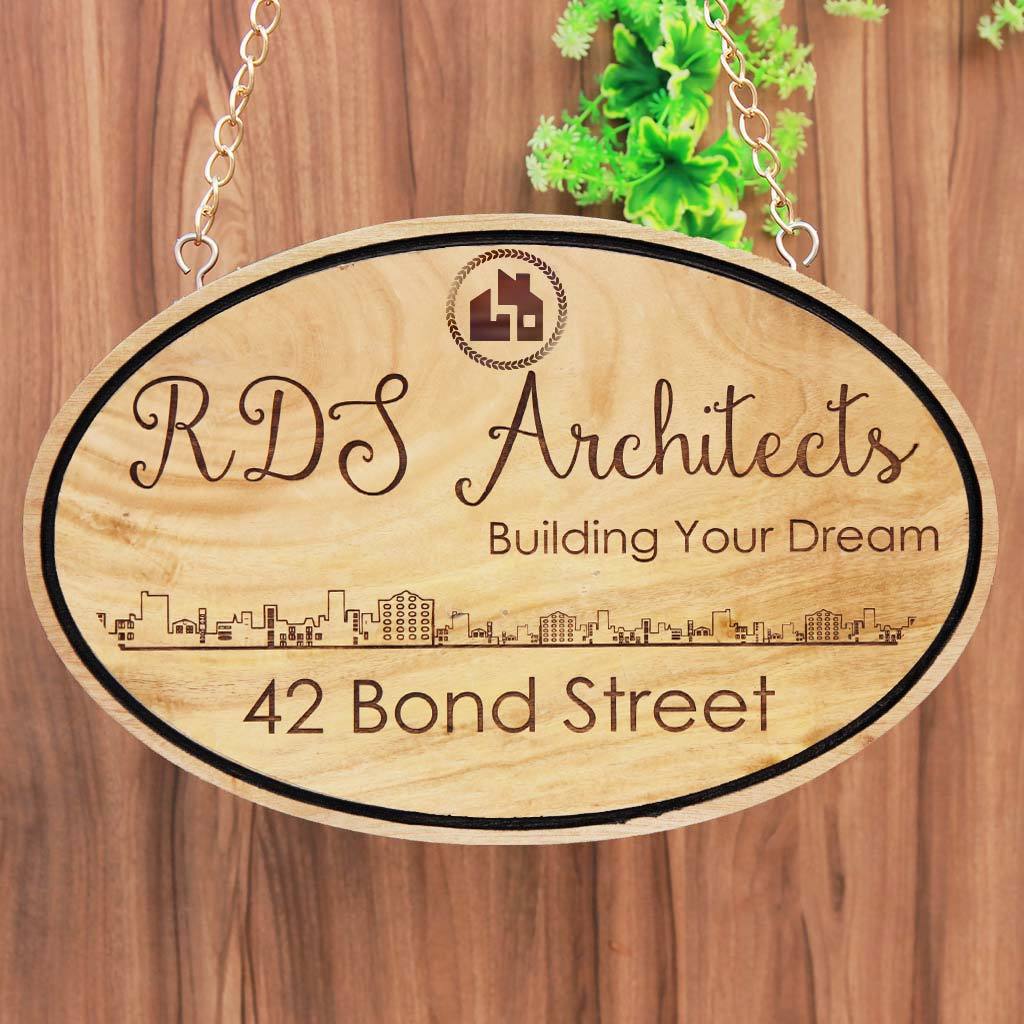ENGRAVED NAME PLATES FOR ARCHITECTS – HANGING WOODEN SIGN