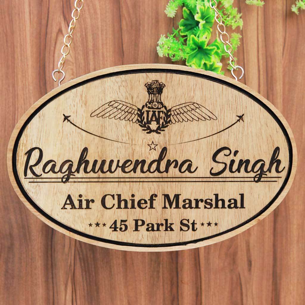 CUSTOM NAME PLATE FOR AIR FORCE OFFICER – HANGING WOODEN SIGN