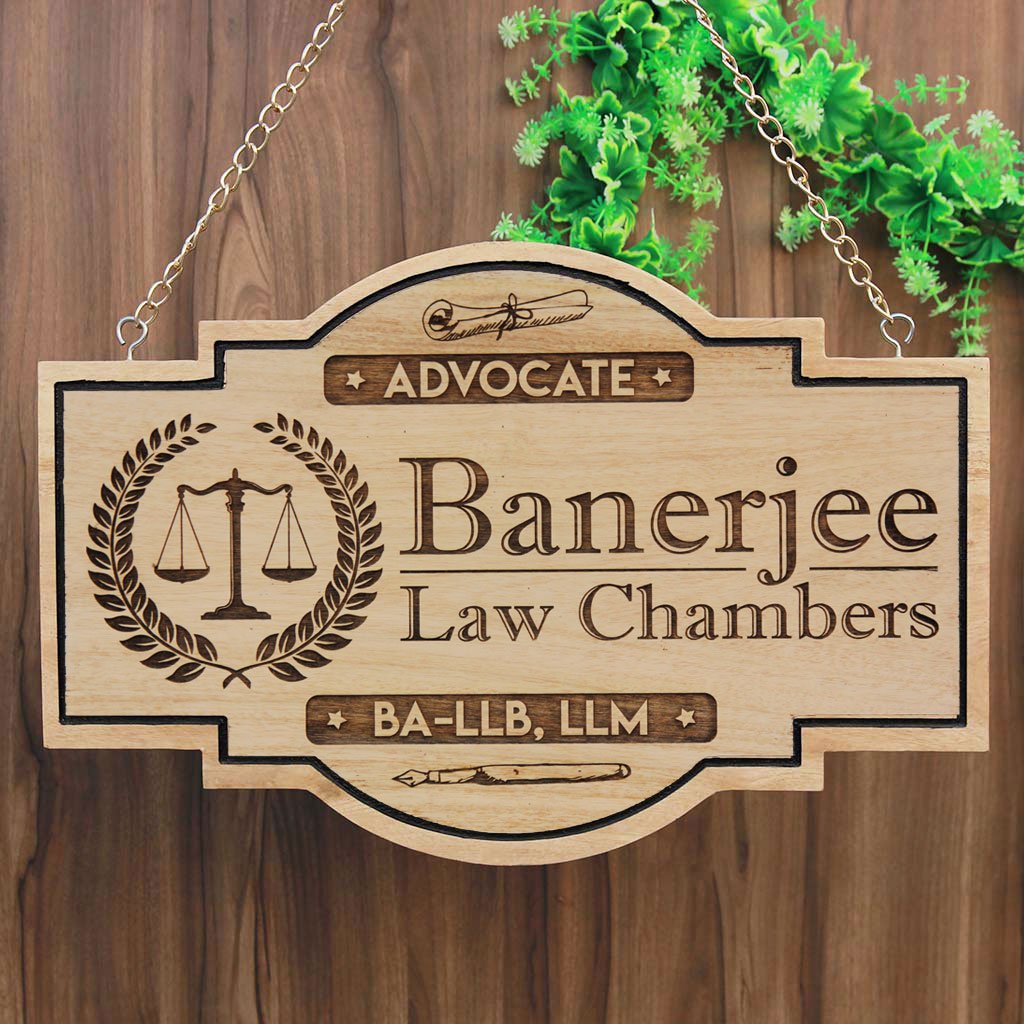 ADVOCATE OFFICE NAME PLATE – HANGING WOODEN SIGN