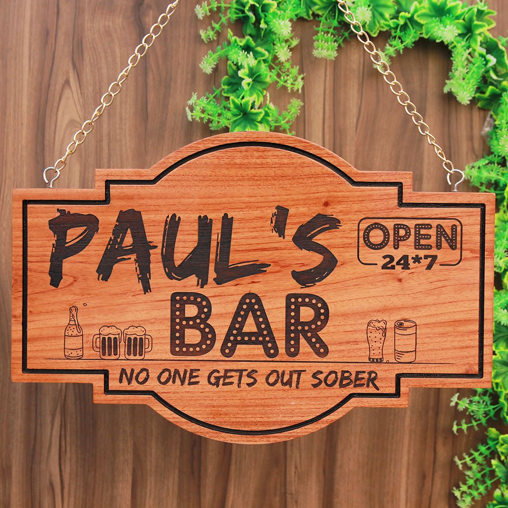 PERSONALIZED BAR SIGN – HANGING WOODEN SIGN
