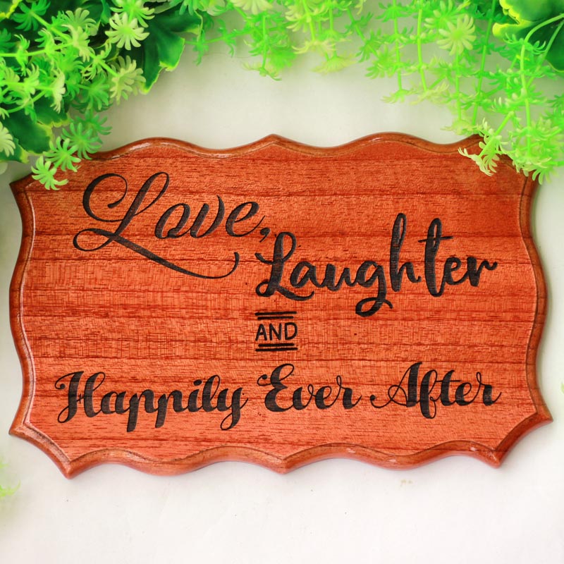 LOVE, LAUGHTER & HAPPILY EVER AFTER WOODEN SIGN