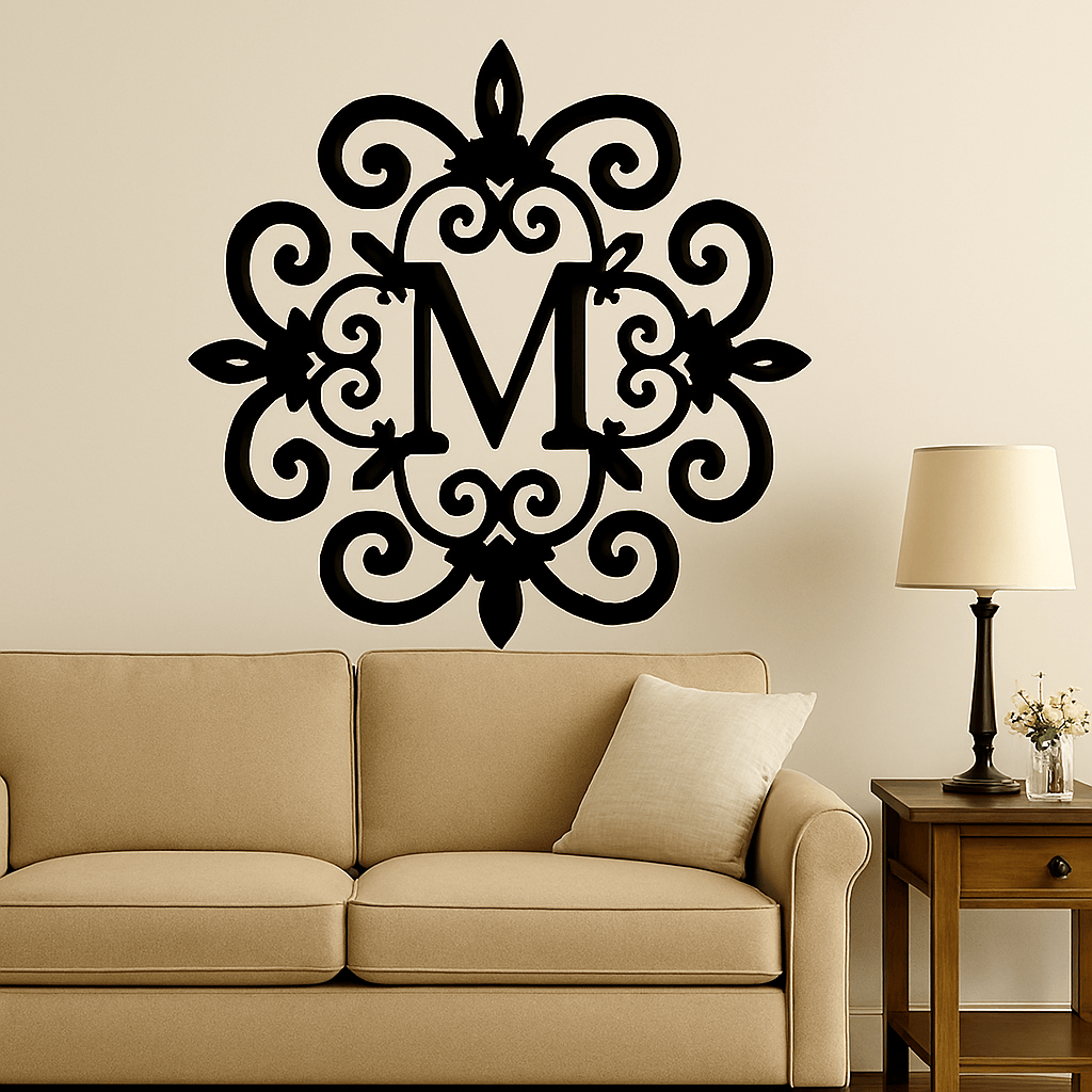 Personalized Metal Monogram Wall Art – Single Letter Initial, Indoor/Outdoor Custom Sign (V12)