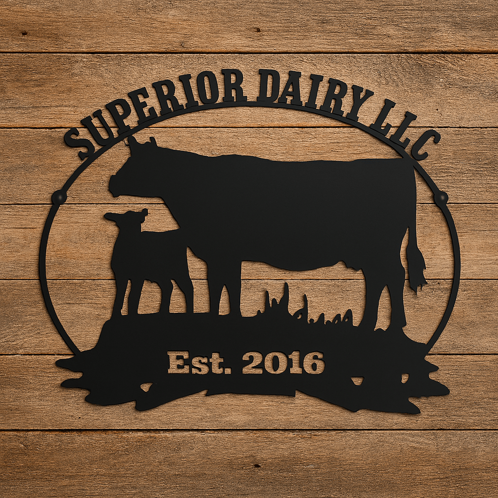 Cow and Calf Welcome Sign – Personalized Farmhouse Metal Art (X23)