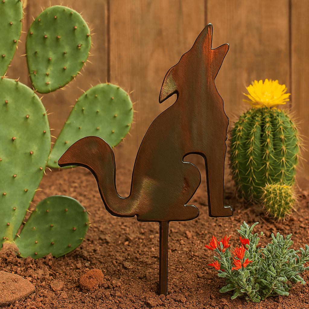 Coyote Metal Garden Stake (B1) – Rustic Outdoor Decor with Wild Charm